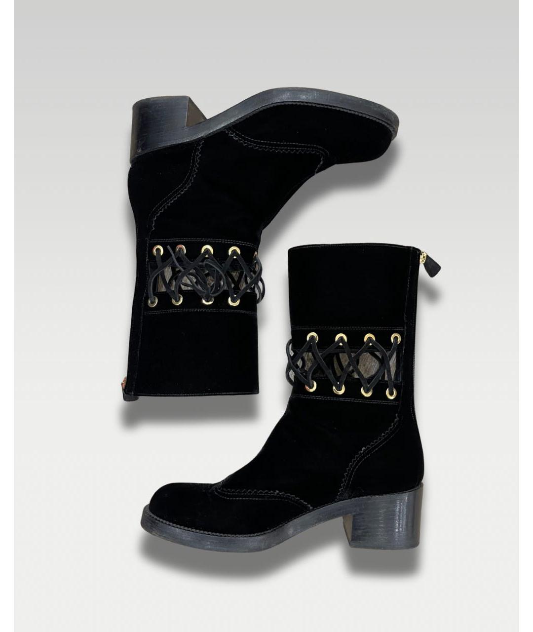 CHANEL Черные бархатные ботинки, фото 3