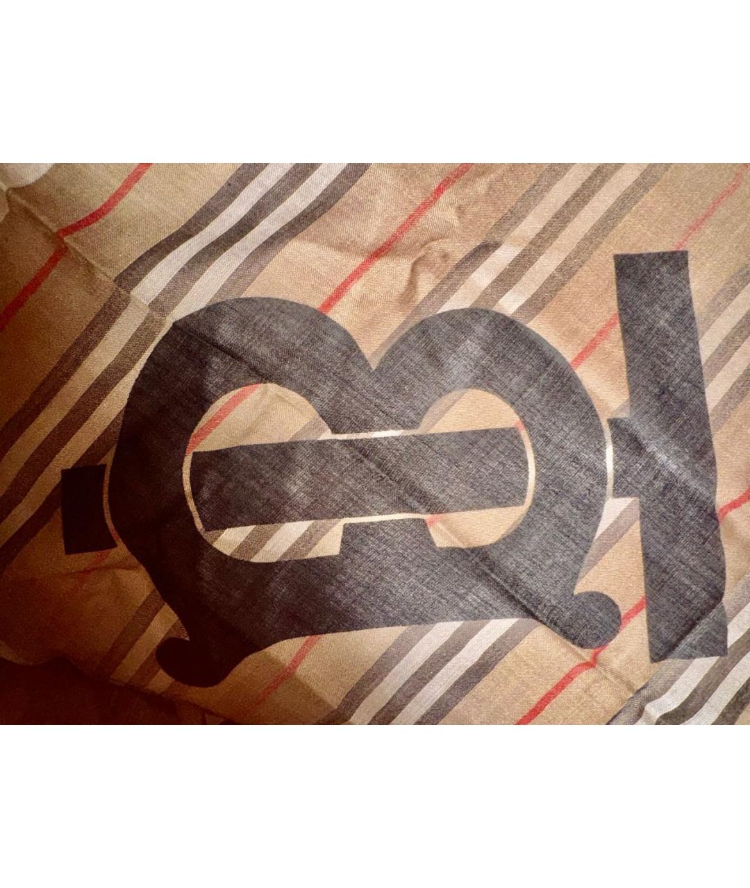 BURBERRY Бежевый шерстяной платок, фото 5