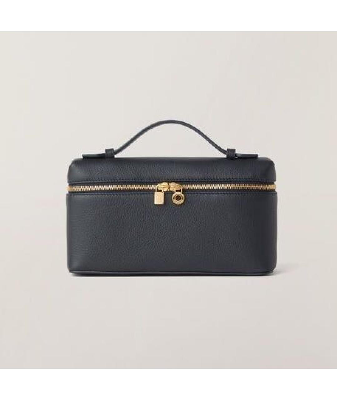 LORO PIANA Черная кожаная сумка с короткими ручками, фото 4