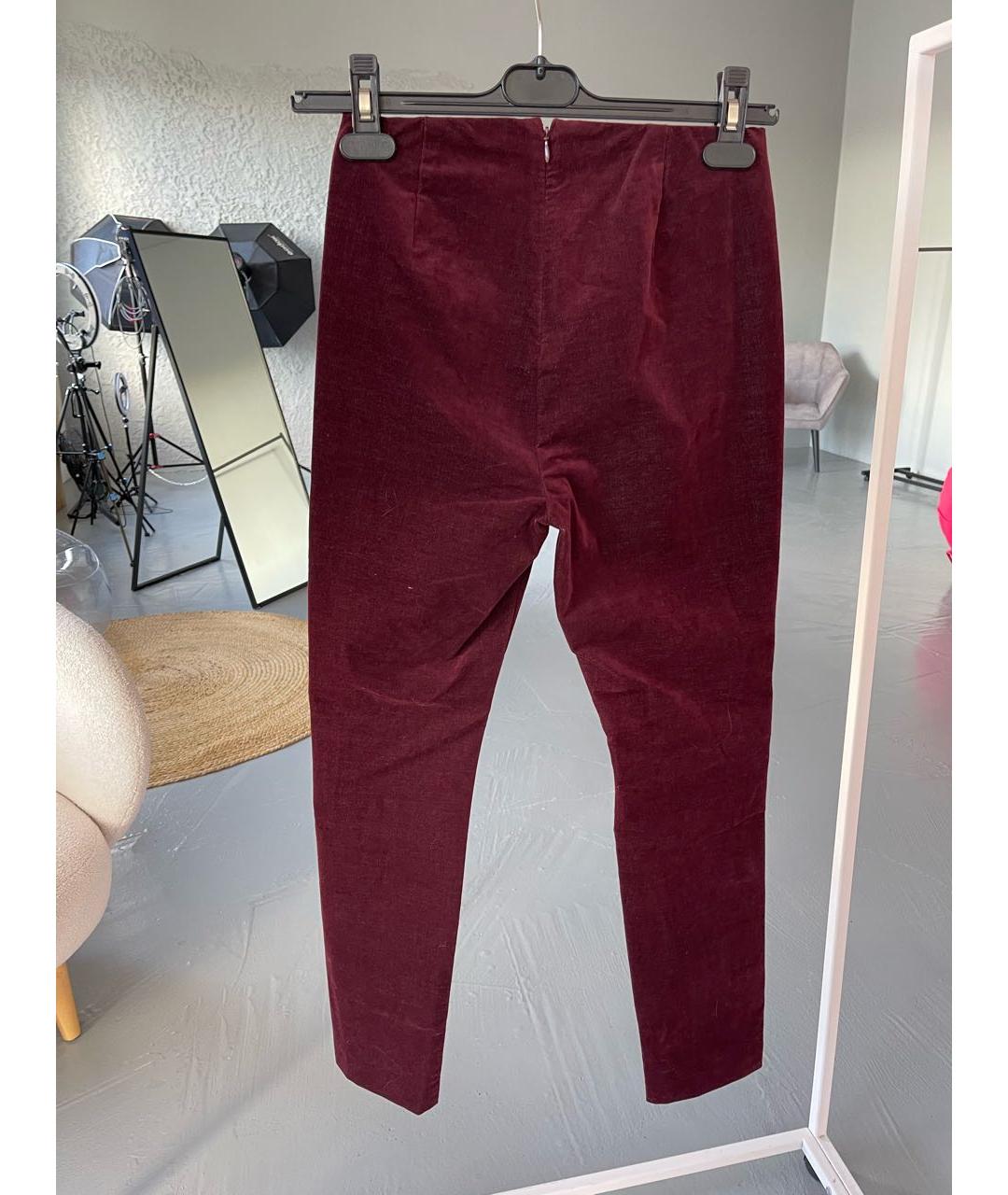 THEORY Бордовые бархатные брюки узкие, фото 2