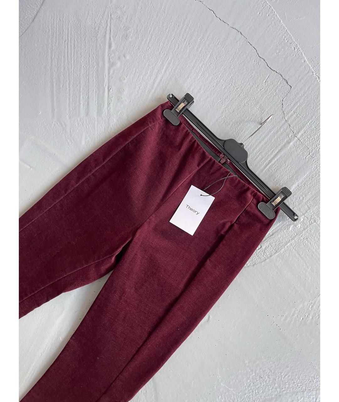 THEORY Бордовые бархатные брюки узкие, фото 3