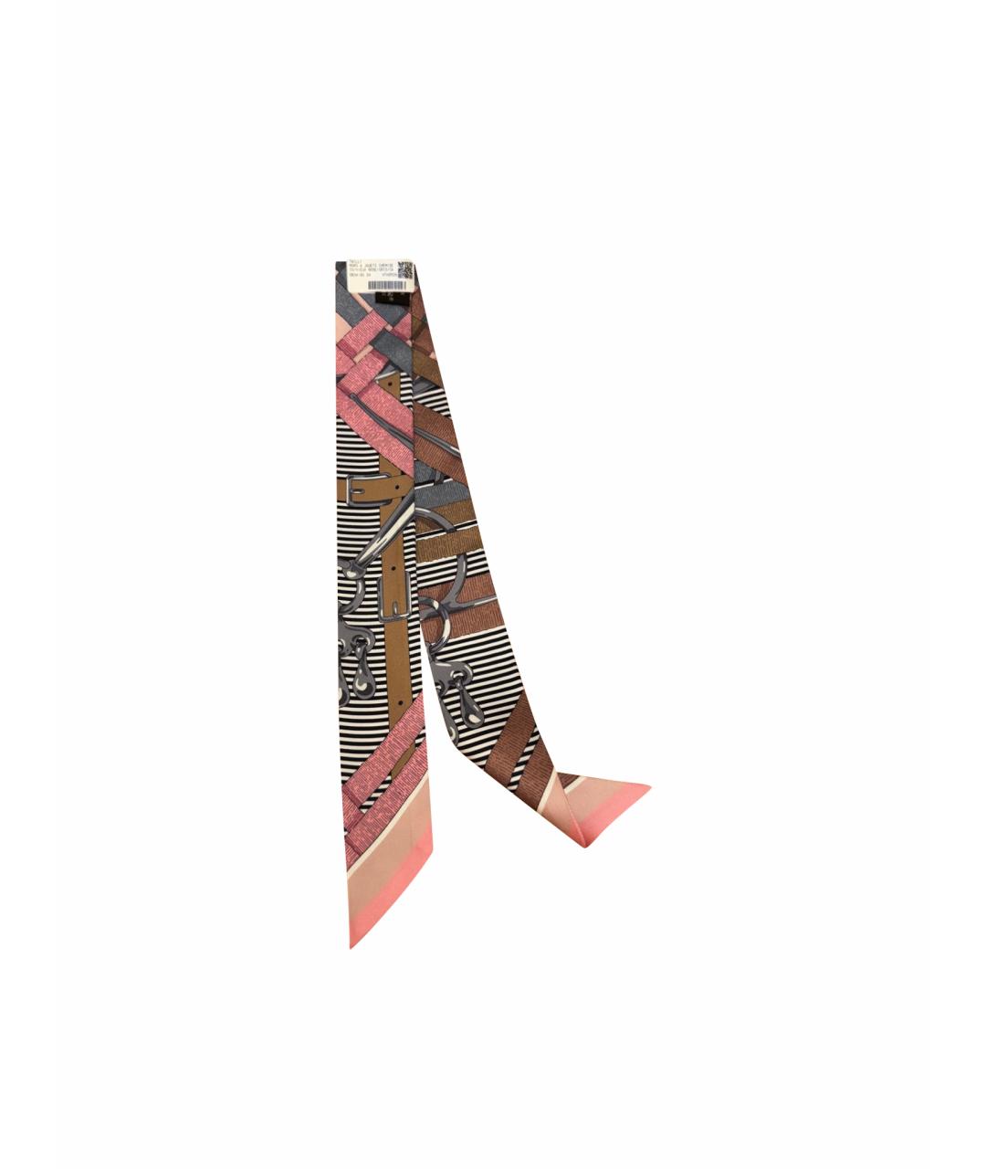 HERMES Коралловый шелковый платок, фото 1