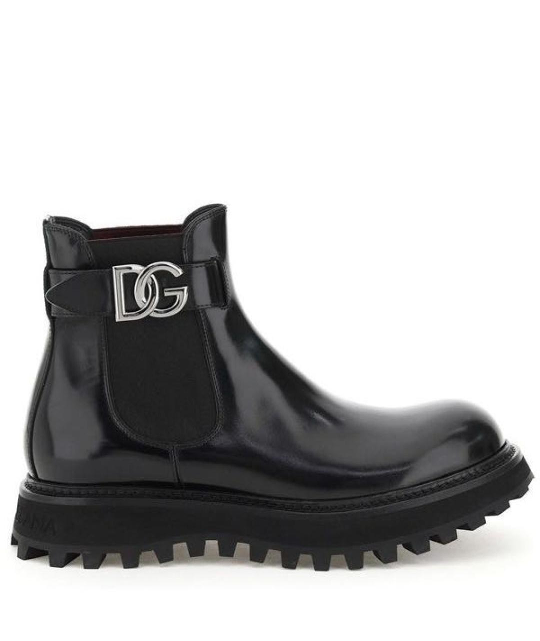 DOLCE&GABBANA Черные кожаные высокие ботинки, фото 1
