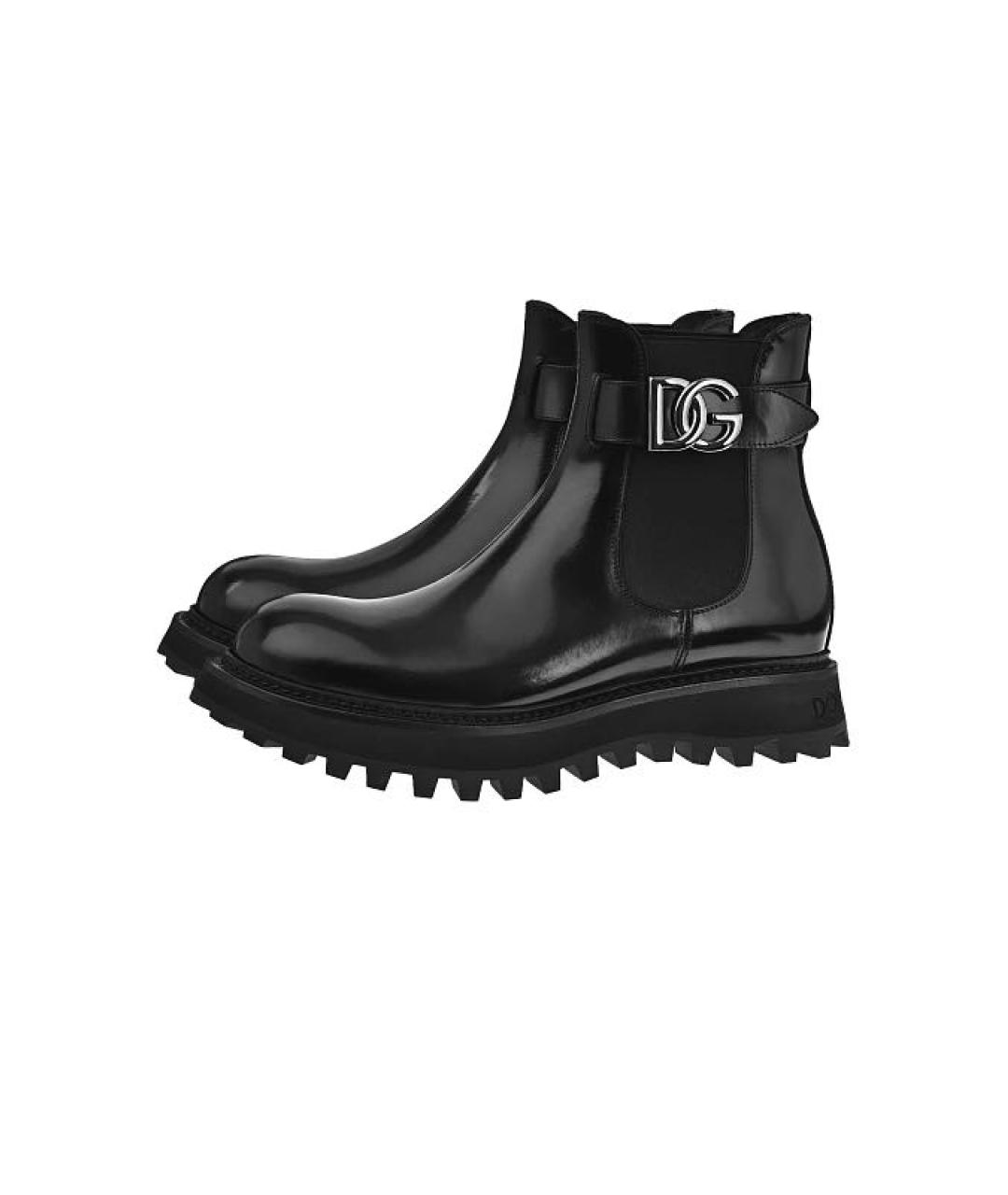 DOLCE&GABBANA Черные кожаные высокие ботинки, фото 5
