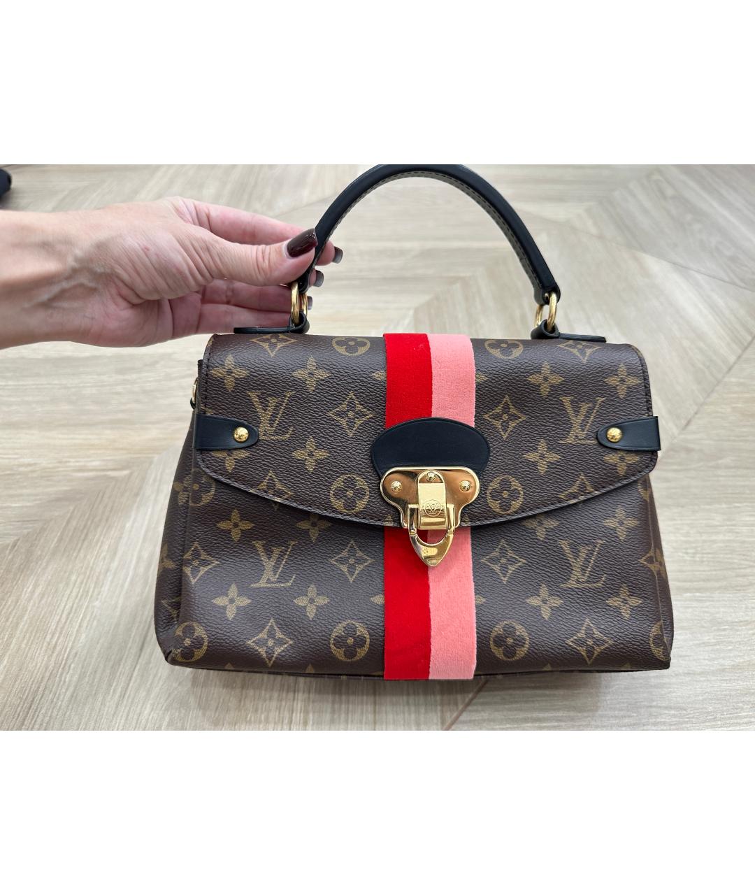 LOUIS VUITTON Коричневая кожаная сумка через плечо, фото 5