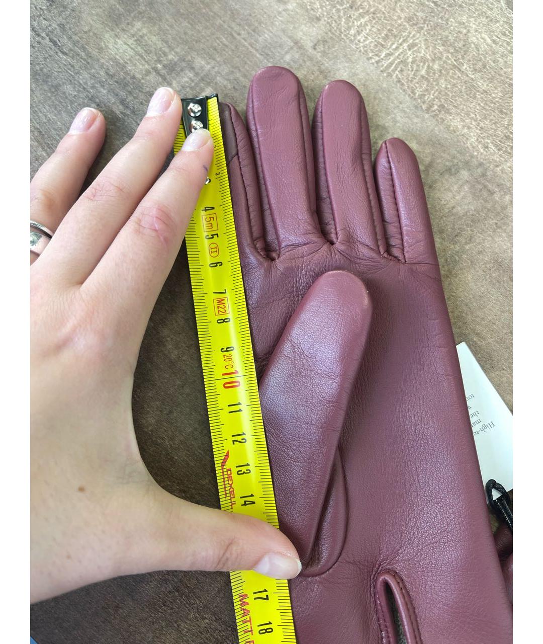 COACH Бордовые кожаные перчатки, фото 8