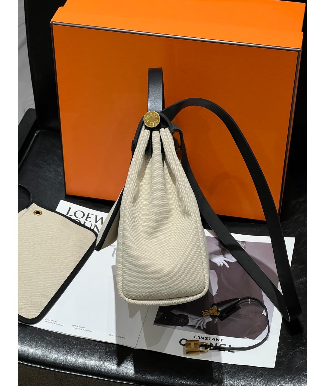 HERMES Серая тканевая сумка через плечо, фото 3