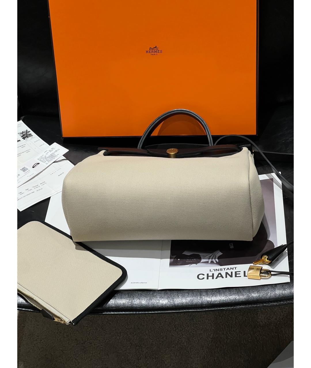 HERMES Серая тканевая сумка через плечо, фото 5