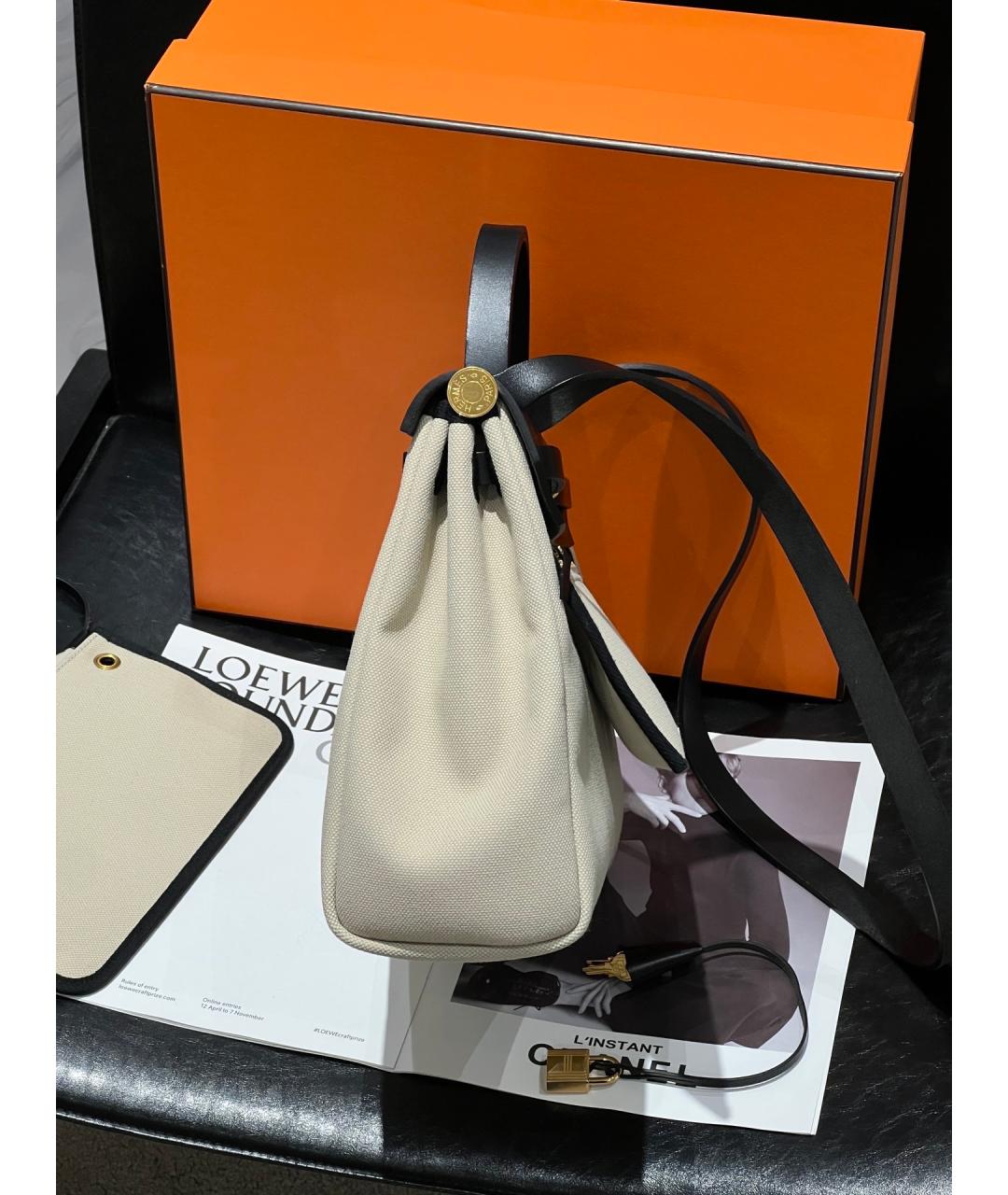 HERMES Серая тканевая сумка через плечо, фото 4