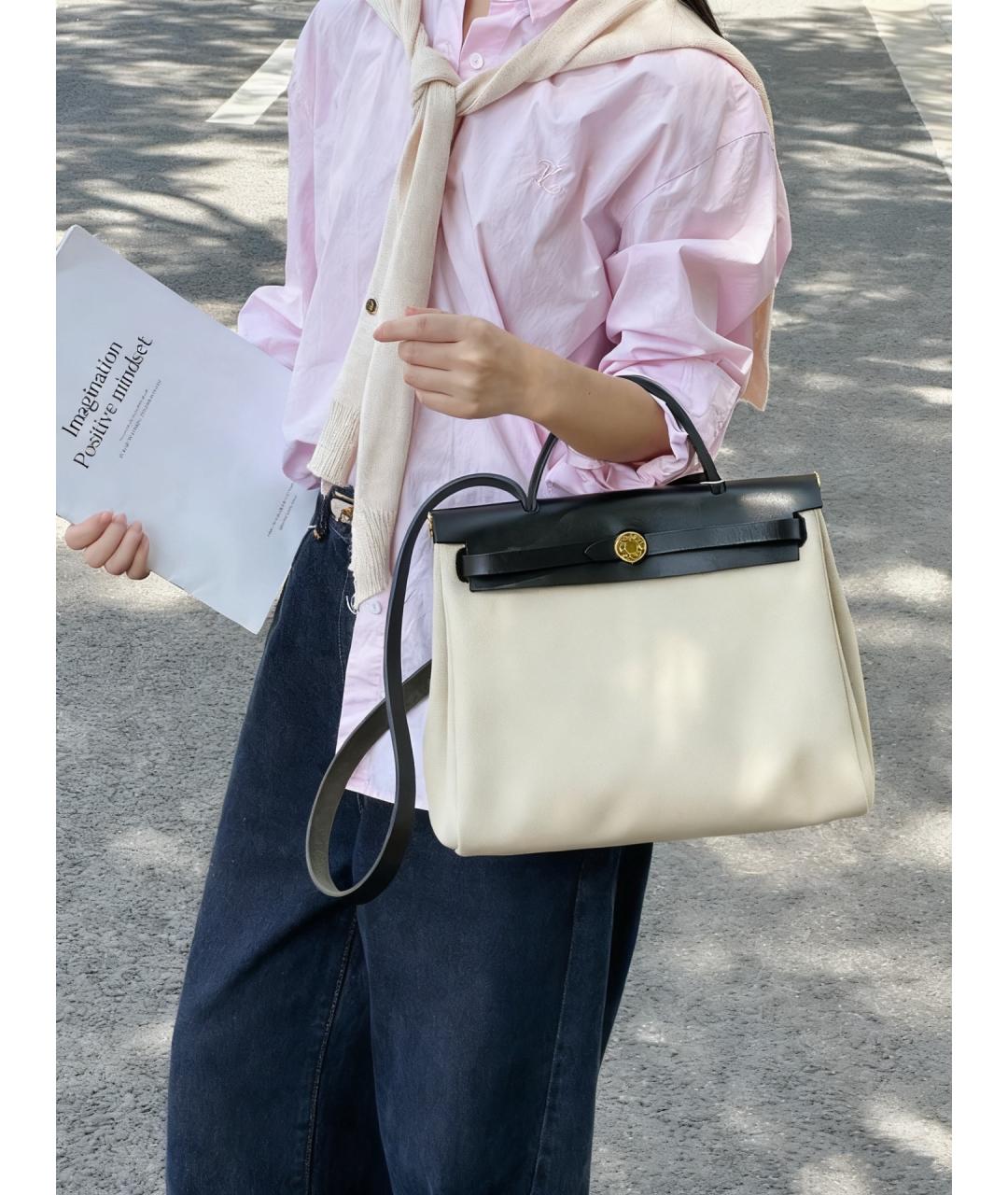 HERMES Серая тканевая сумка через плечо, фото 8