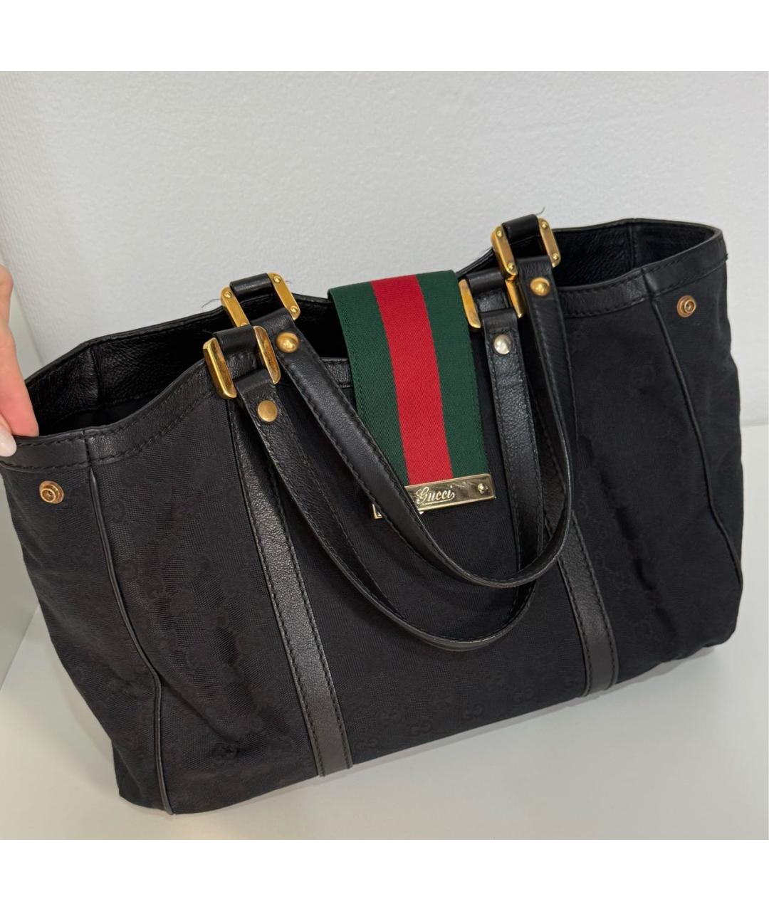 GUCCI Черная кожаная сумка с короткими ручками, фото 3