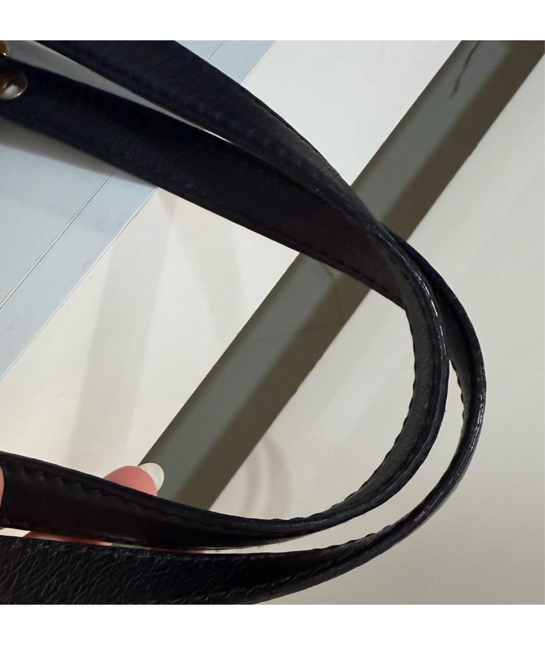 GUCCI Черная кожаная сумка с короткими ручками, фото 6