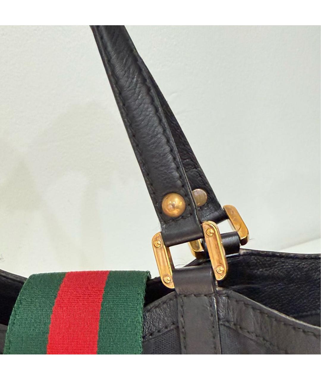 GUCCI Черная кожаная сумка с короткими ручками, фото 5