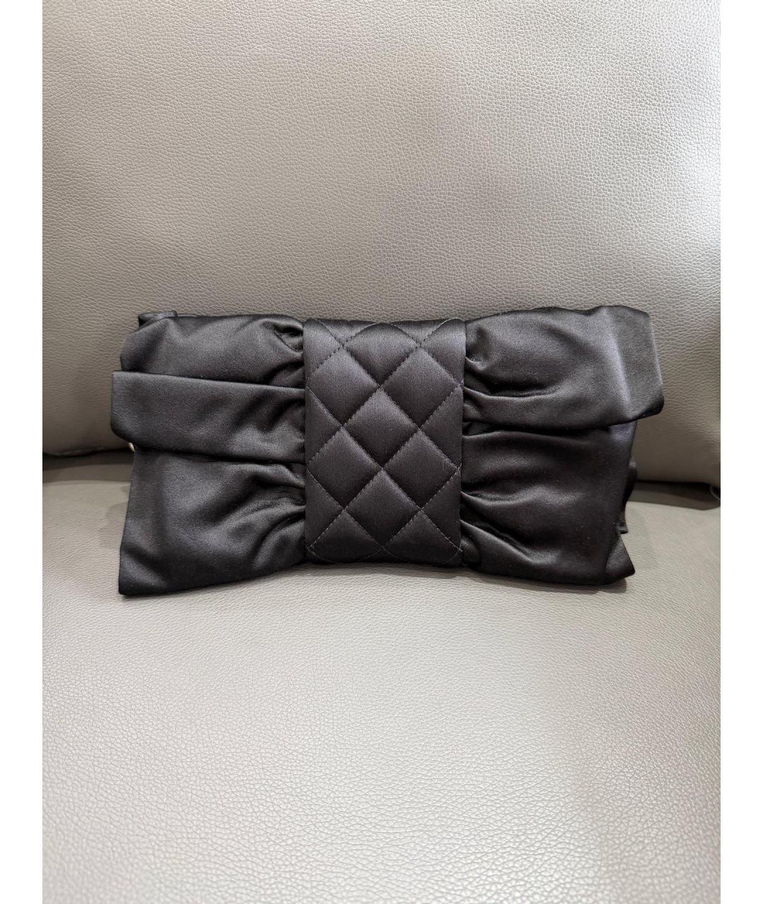 CHANEL Черная шелковая сумка через плечо, фото 4