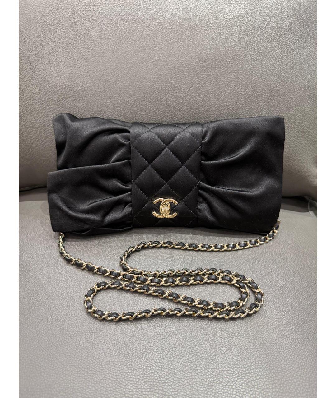 CHANEL Черная шелковая сумка через плечо, фото 7