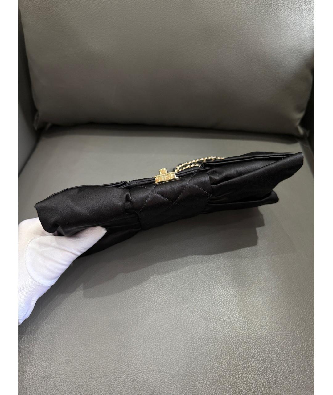 CHANEL Черная шелковая сумка через плечо, фото 3