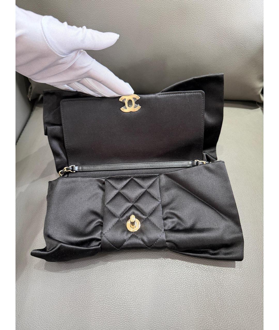 CHANEL Черная шелковая сумка через плечо, фото 6