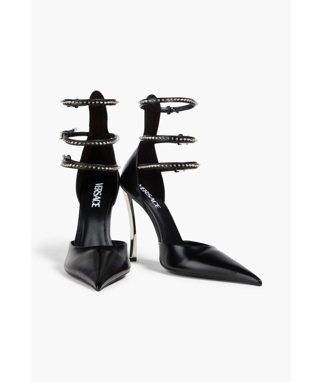 VERSACE Черные кожаные туфли, фото 2
