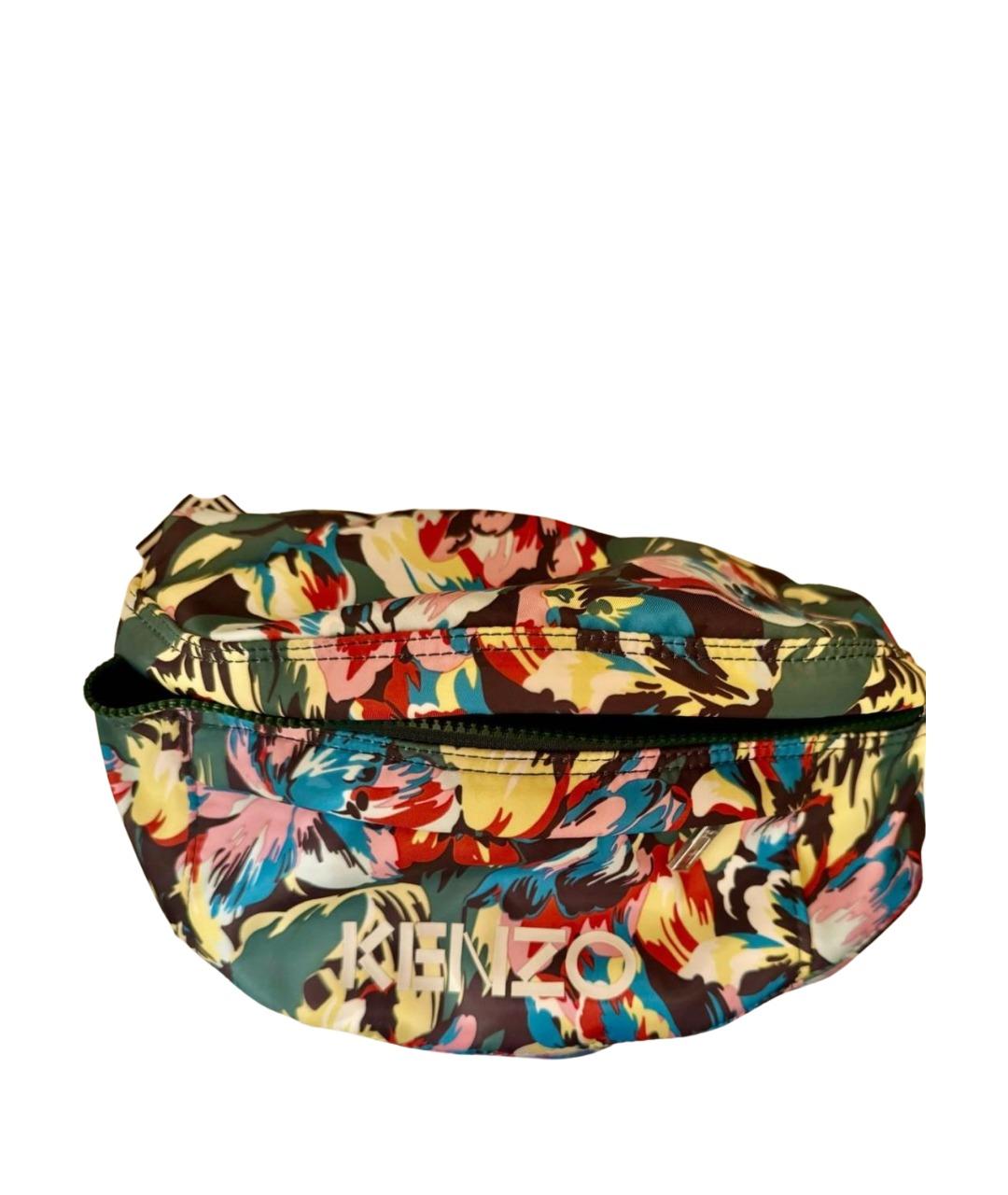 KENZO Голубая тканевая поясная сумка, фото 1