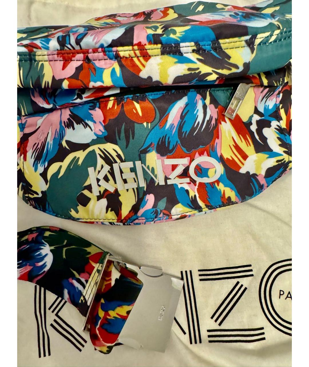 KENZO Голубая тканевая поясная сумка, фото 2