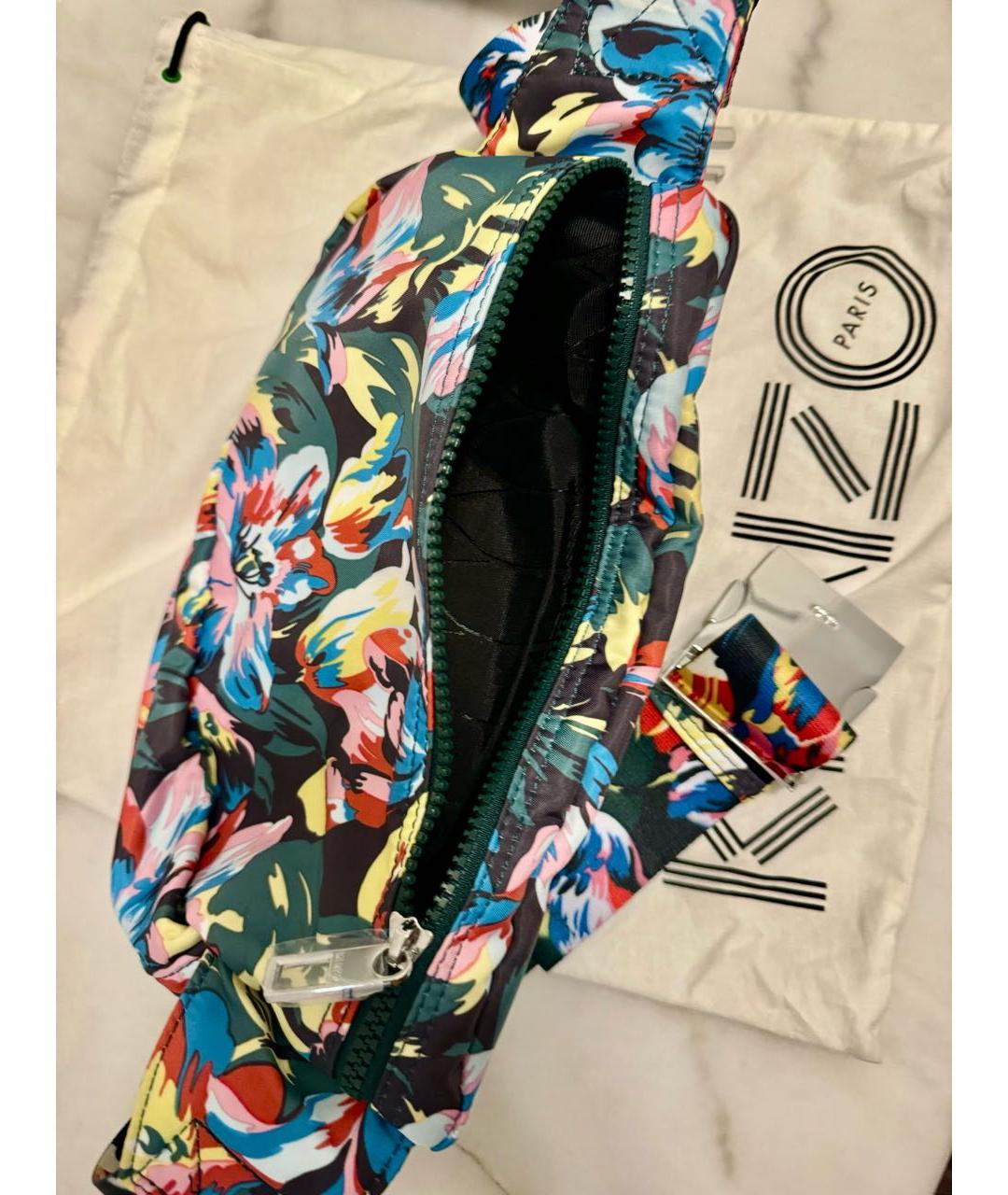 KENZO Голубая тканевая поясная сумка, фото 3