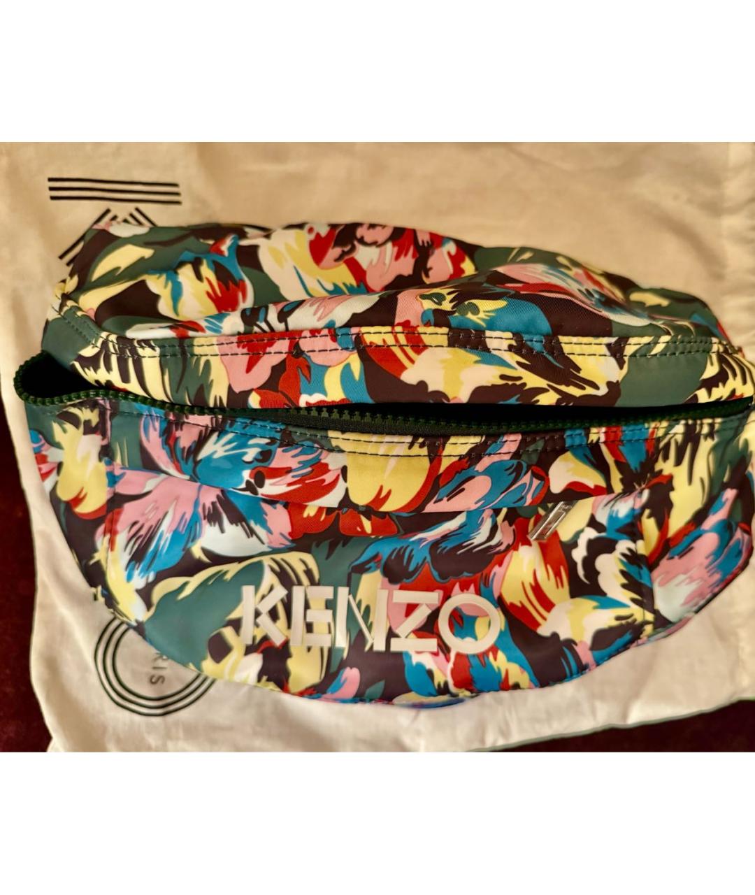 KENZO Голубая тканевая поясная сумка, фото 7