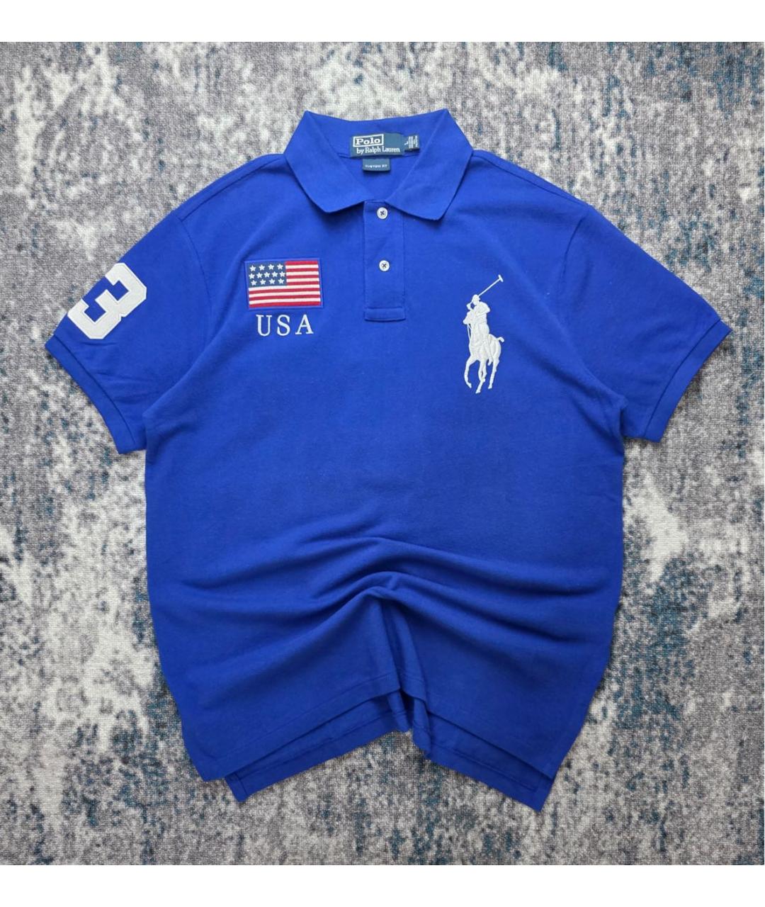 POLO RALPH LAUREN Темно-синее хлопковое поло с коротким рукавом, фото 9