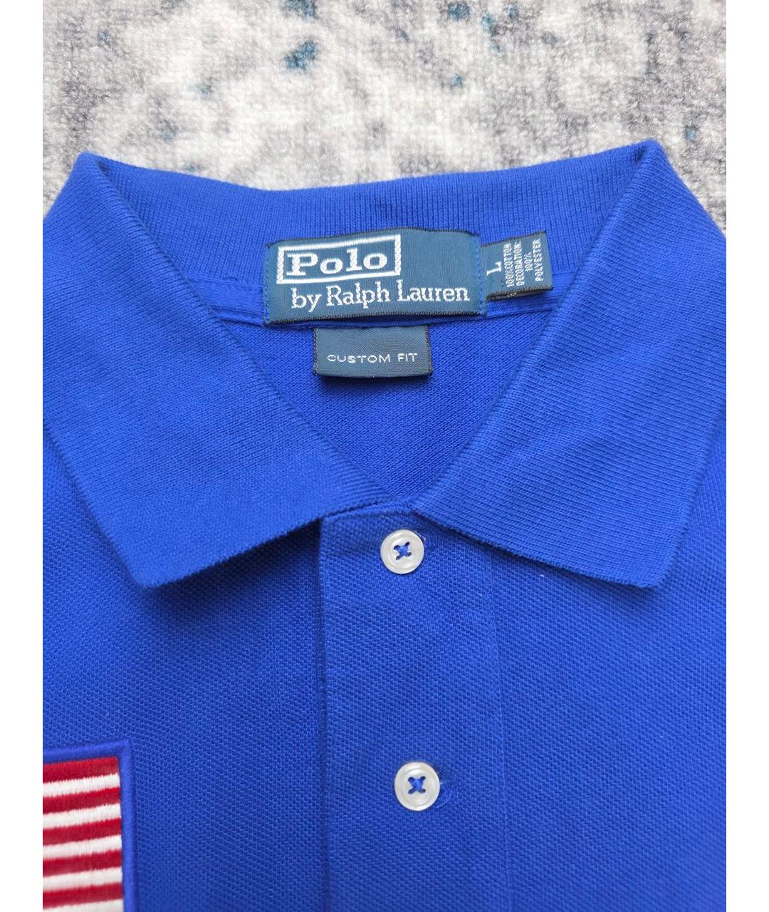 POLO RALPH LAUREN Темно-синее хлопковое поло с коротким рукавом, фото 6