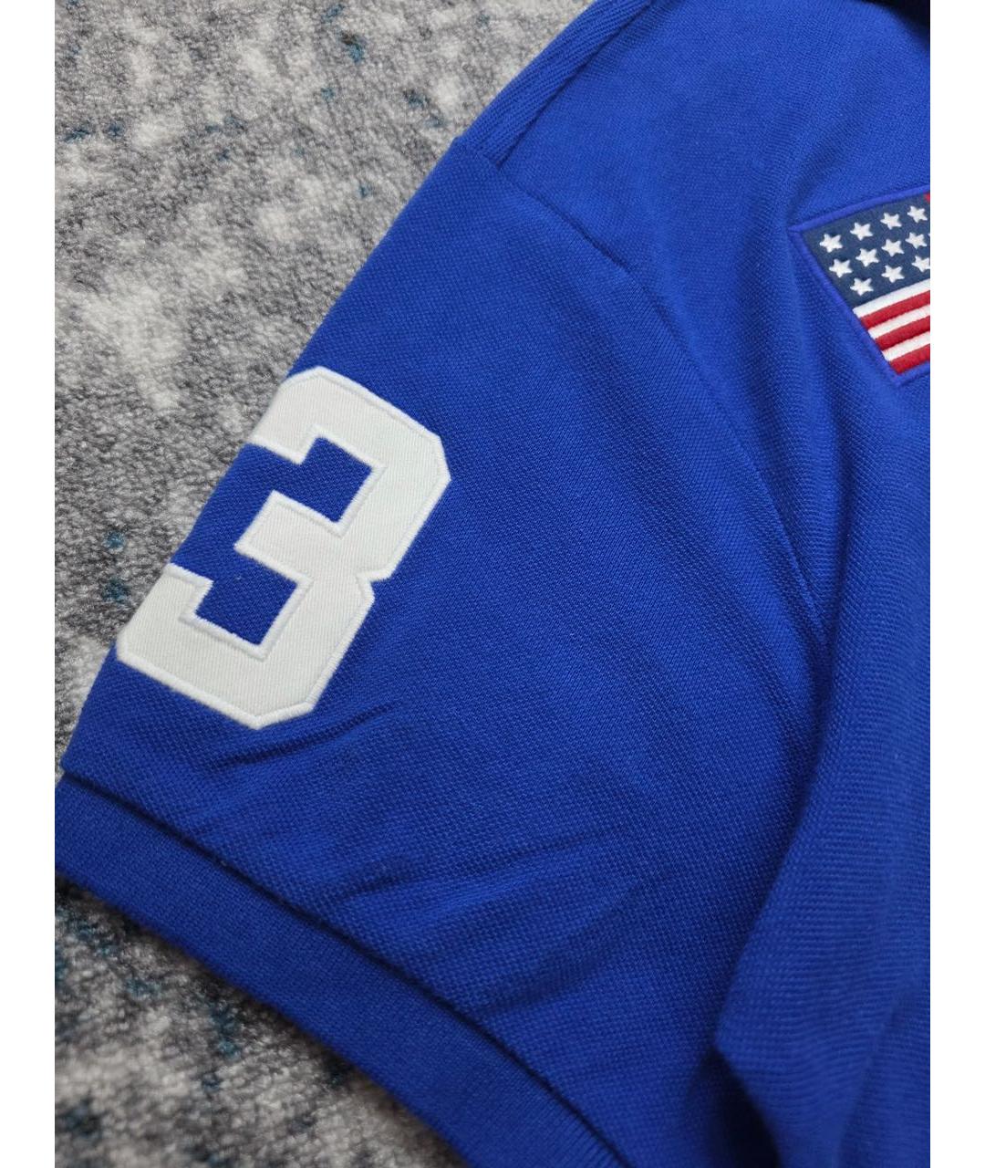 POLO RALPH LAUREN Темно-синее хлопковое поло с коротким рукавом, фото 4