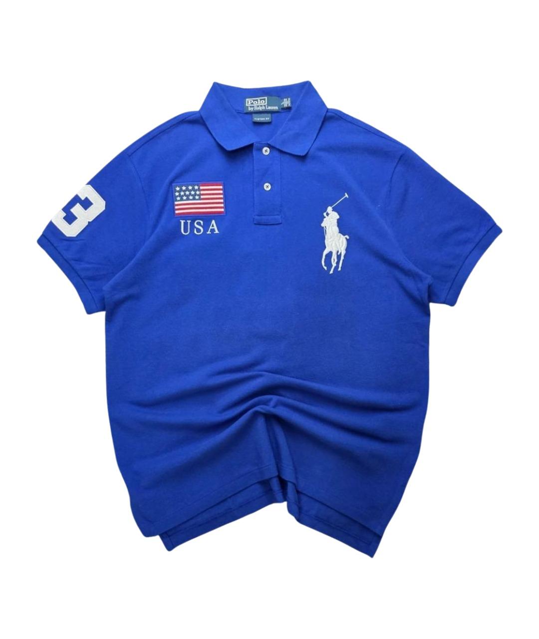 POLO RALPH LAUREN Темно-синее хлопковое поло с коротким рукавом, фото 1