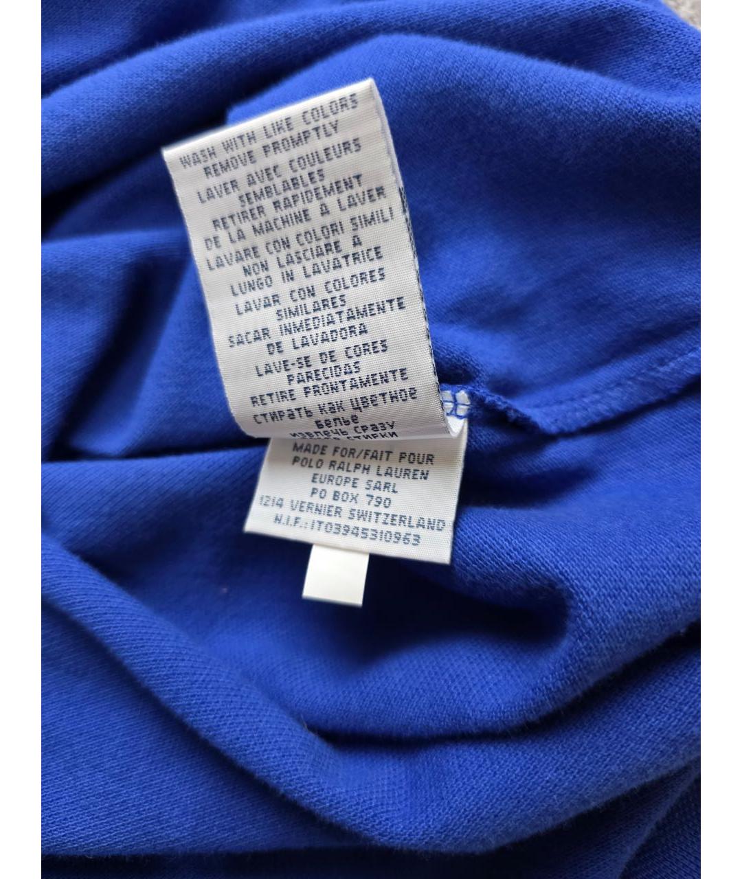 POLO RALPH LAUREN Темно-синее хлопковое поло с коротким рукавом, фото 8