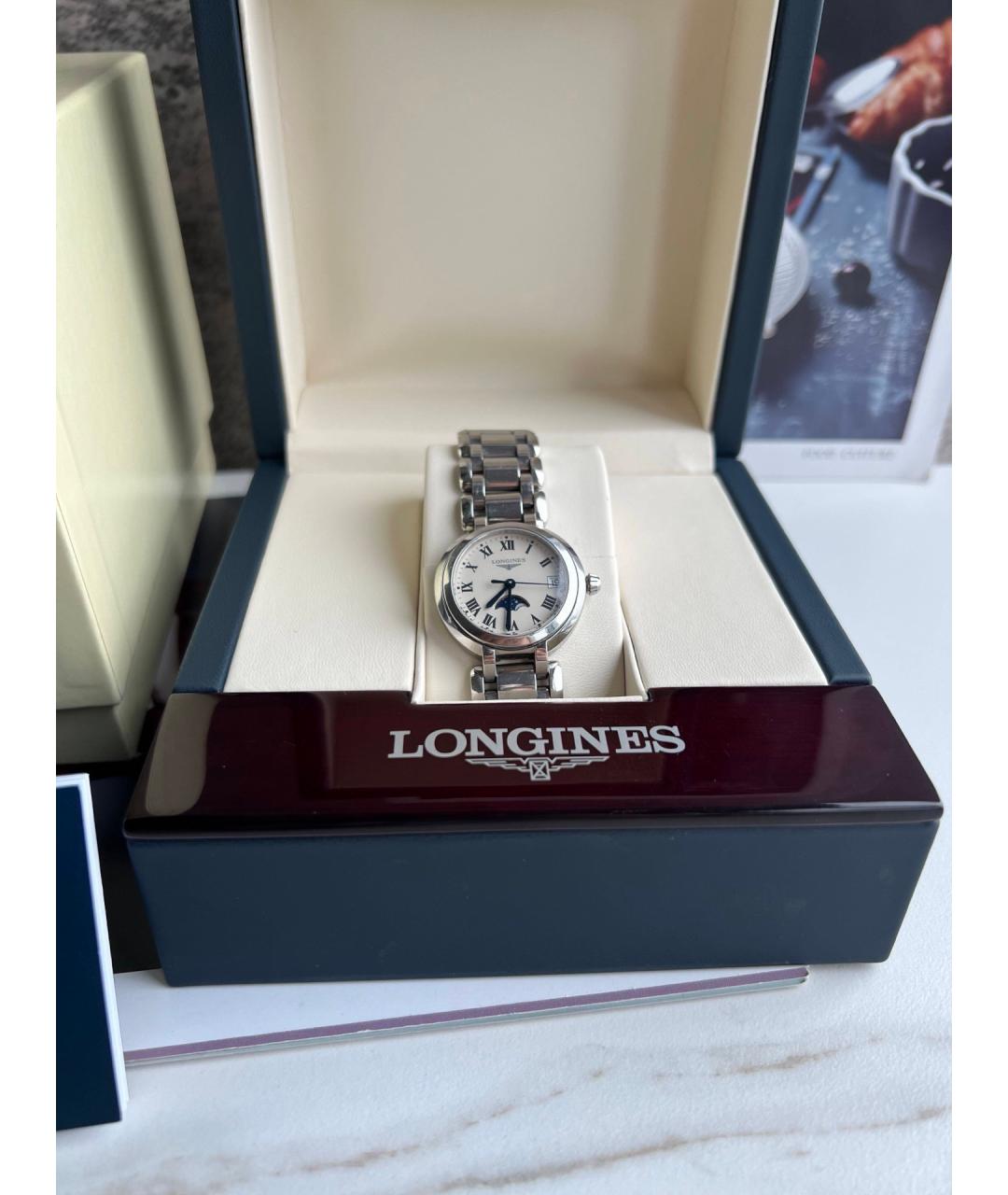 LONGINES Белые стальные часы, фото 2