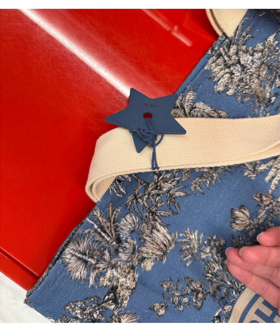 CHRISTIAN DIOR Голубая тканевая пляжная сумка, фото 3