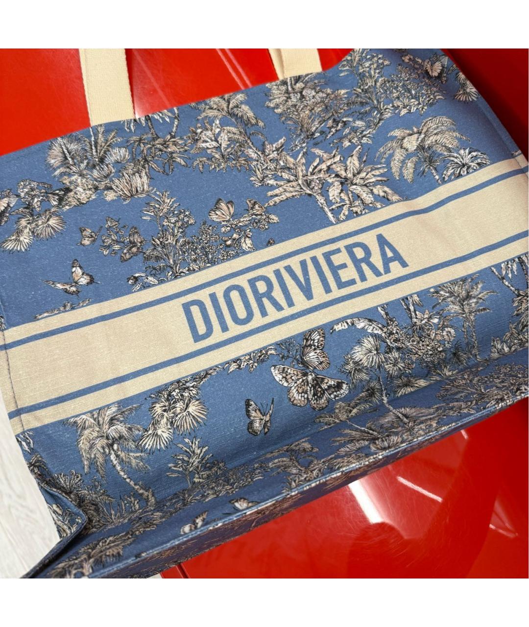 CHRISTIAN DIOR Голубая тканевая пляжная сумка, фото 2