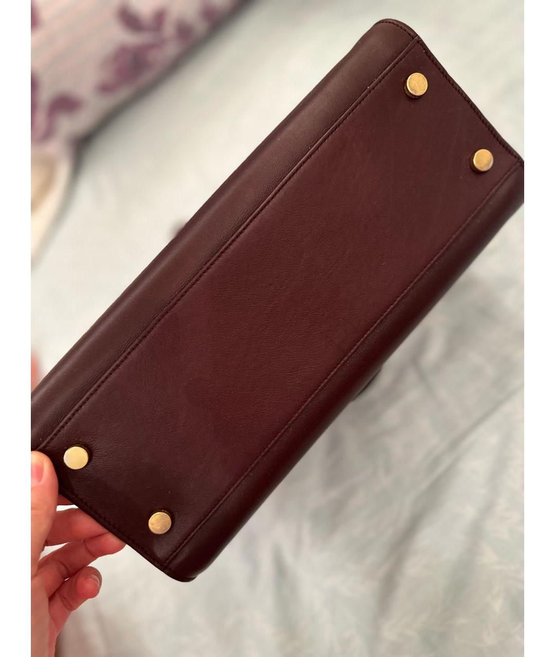 SAINT LAURENT Бордовая кожаная сумка с короткими ручками, фото 6