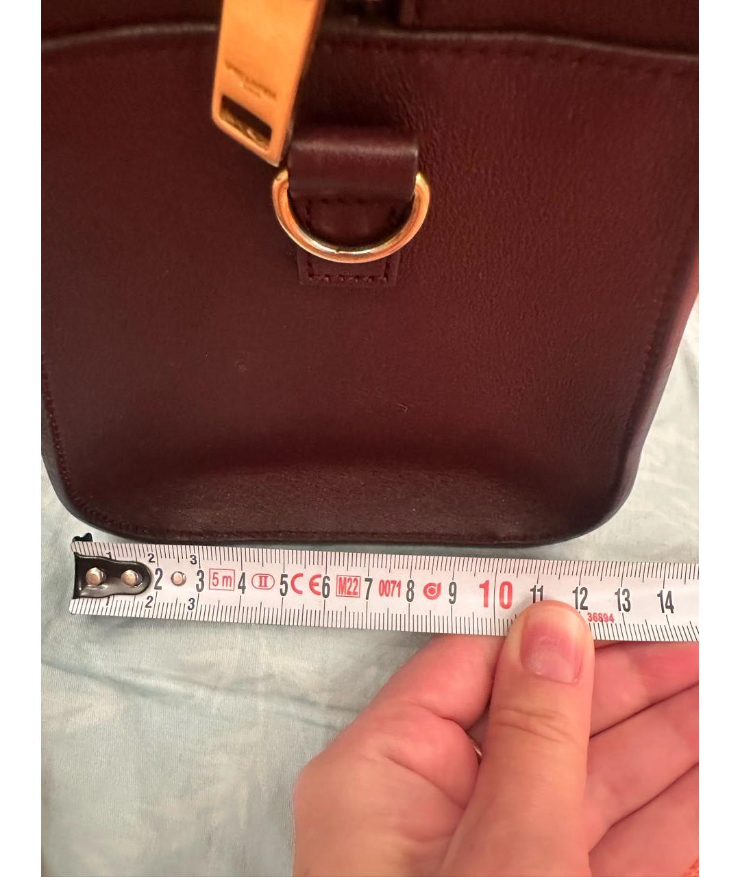 SAINT LAURENT Бордовая кожаная сумка с короткими ручками, фото 2