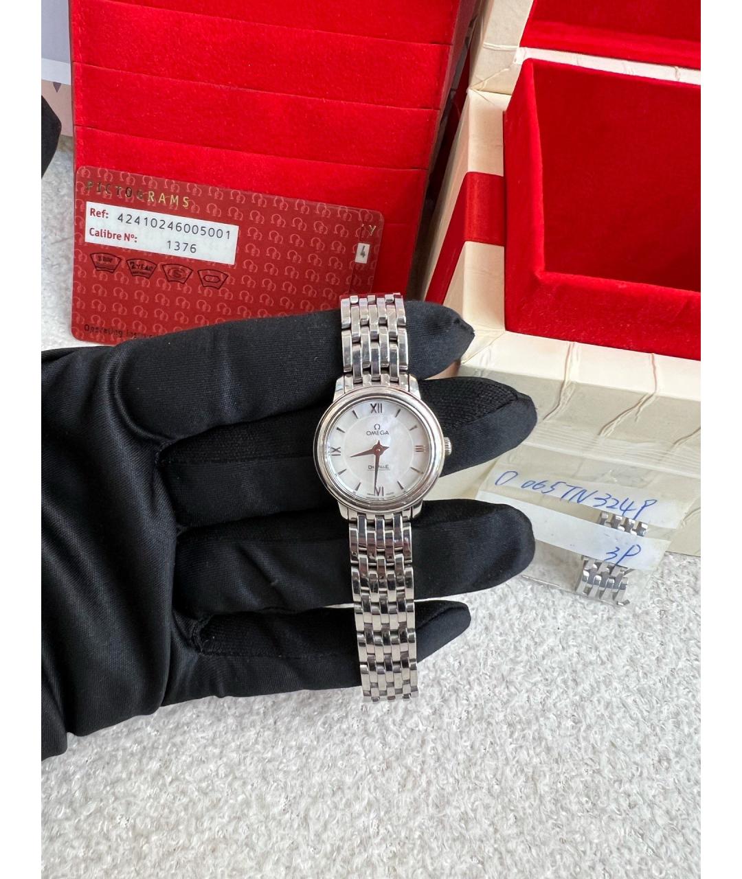 OMEGA Белые стальные часы, фото 7