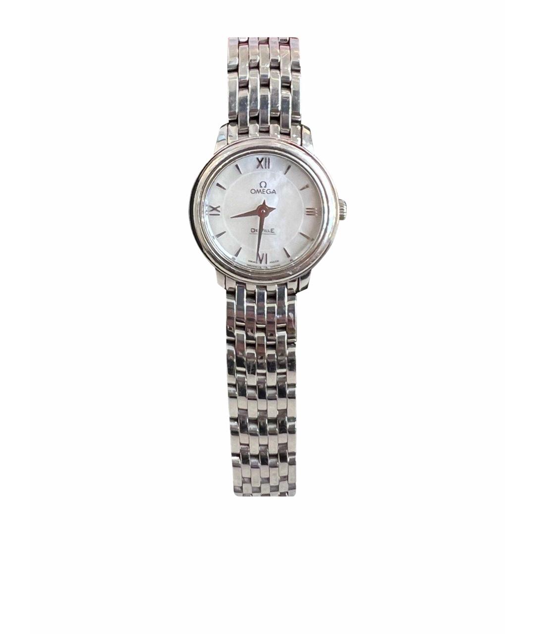 OMEGA Белые стальные часы, фото 1