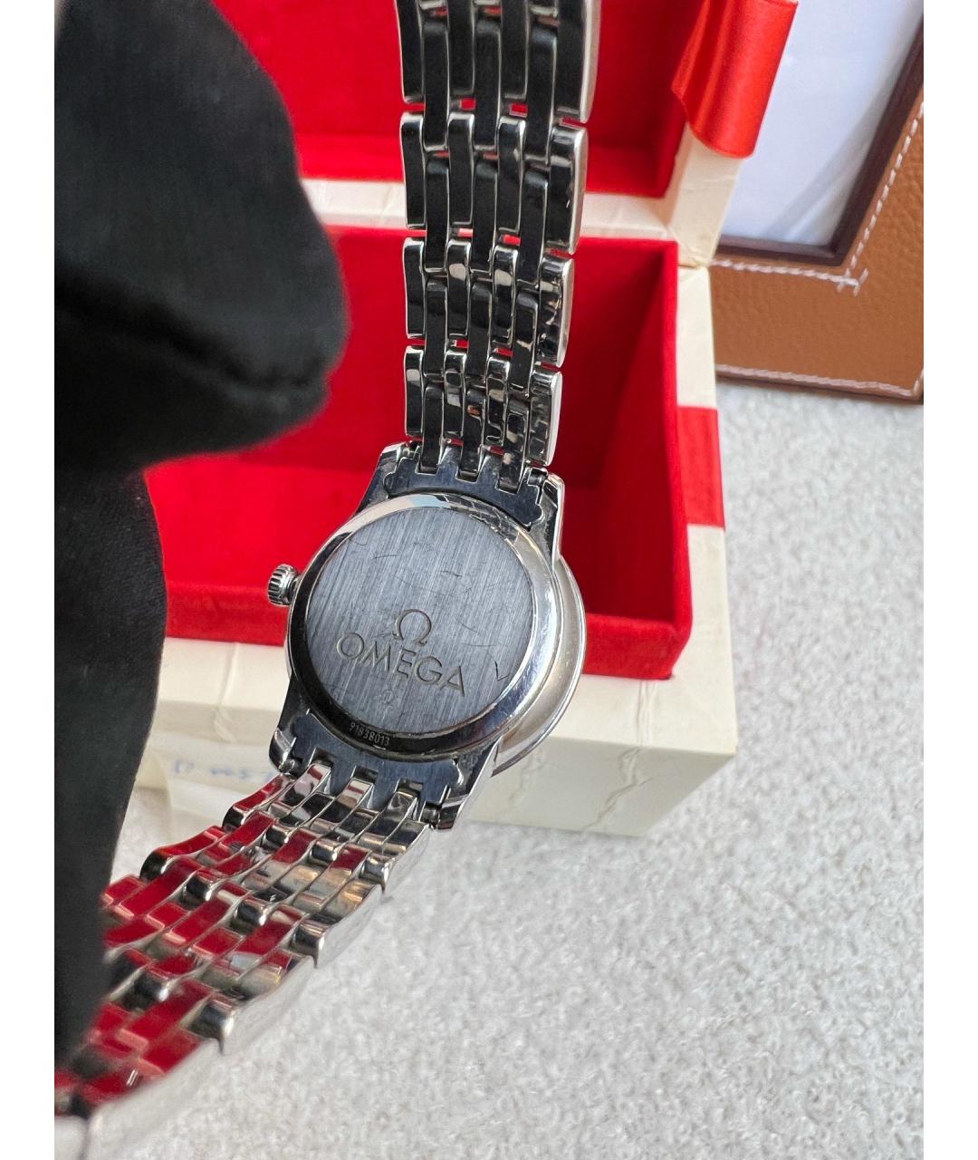 OMEGA Белые стальные часы, фото 4