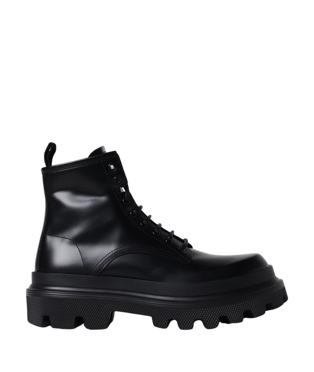 DOLCE&GABBANA Черные кожаные высокие ботинки, фото 1