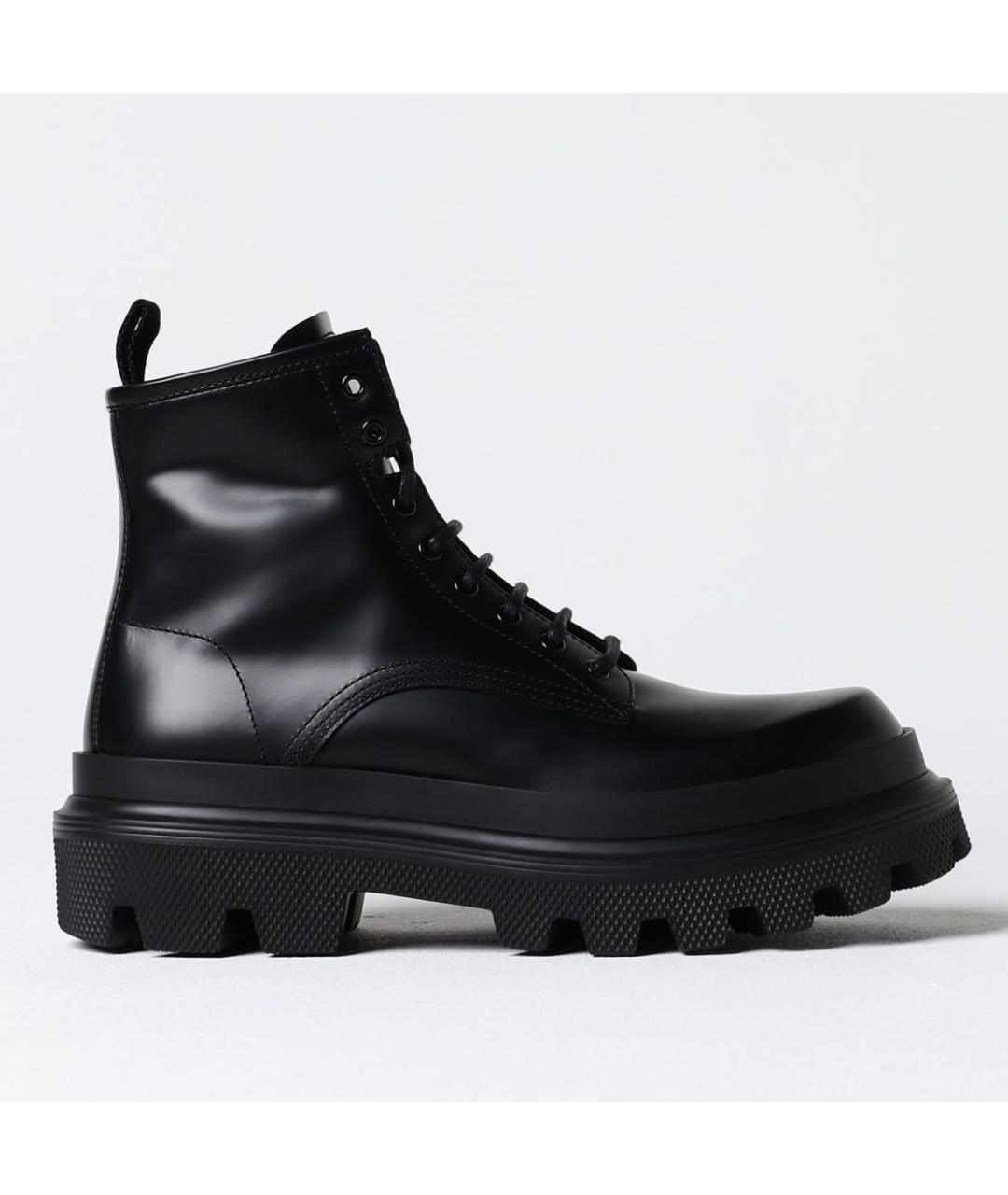 DOLCE&GABBANA Черные кожаные высокие ботинки, фото 3