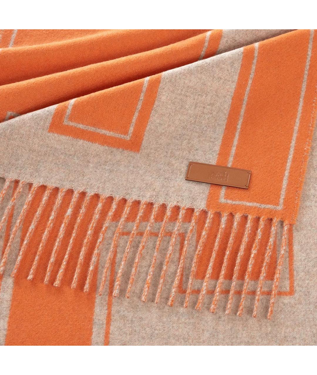 HERMES Оранжевый кашемировый шарф, фото 2