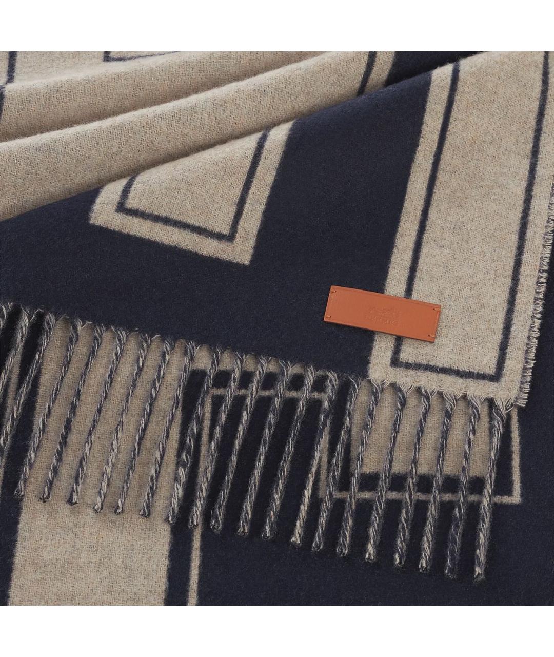 HERMES Темно-синий кашемировый шарф, фото 3