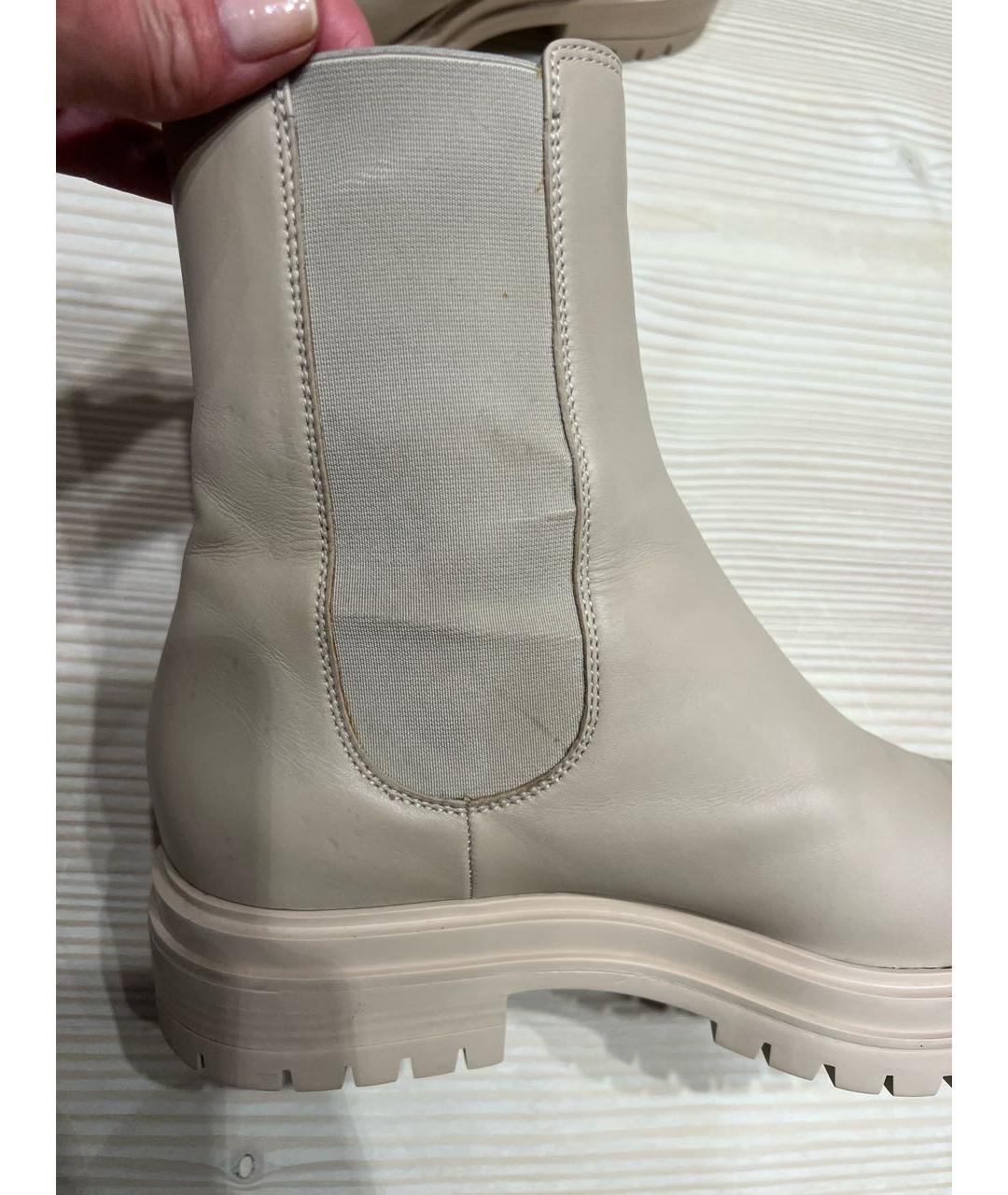 GIANVITO ROSSI Бежевые кожаные ботильоны, фото 7