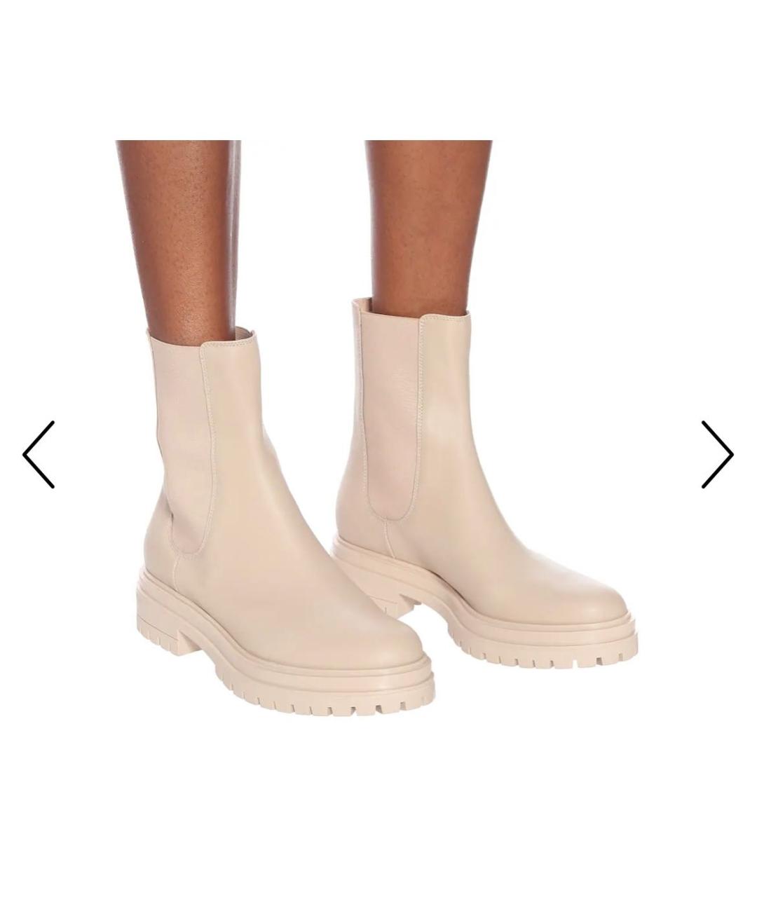 GIANVITO ROSSI Бежевые кожаные ботильоны, фото 6