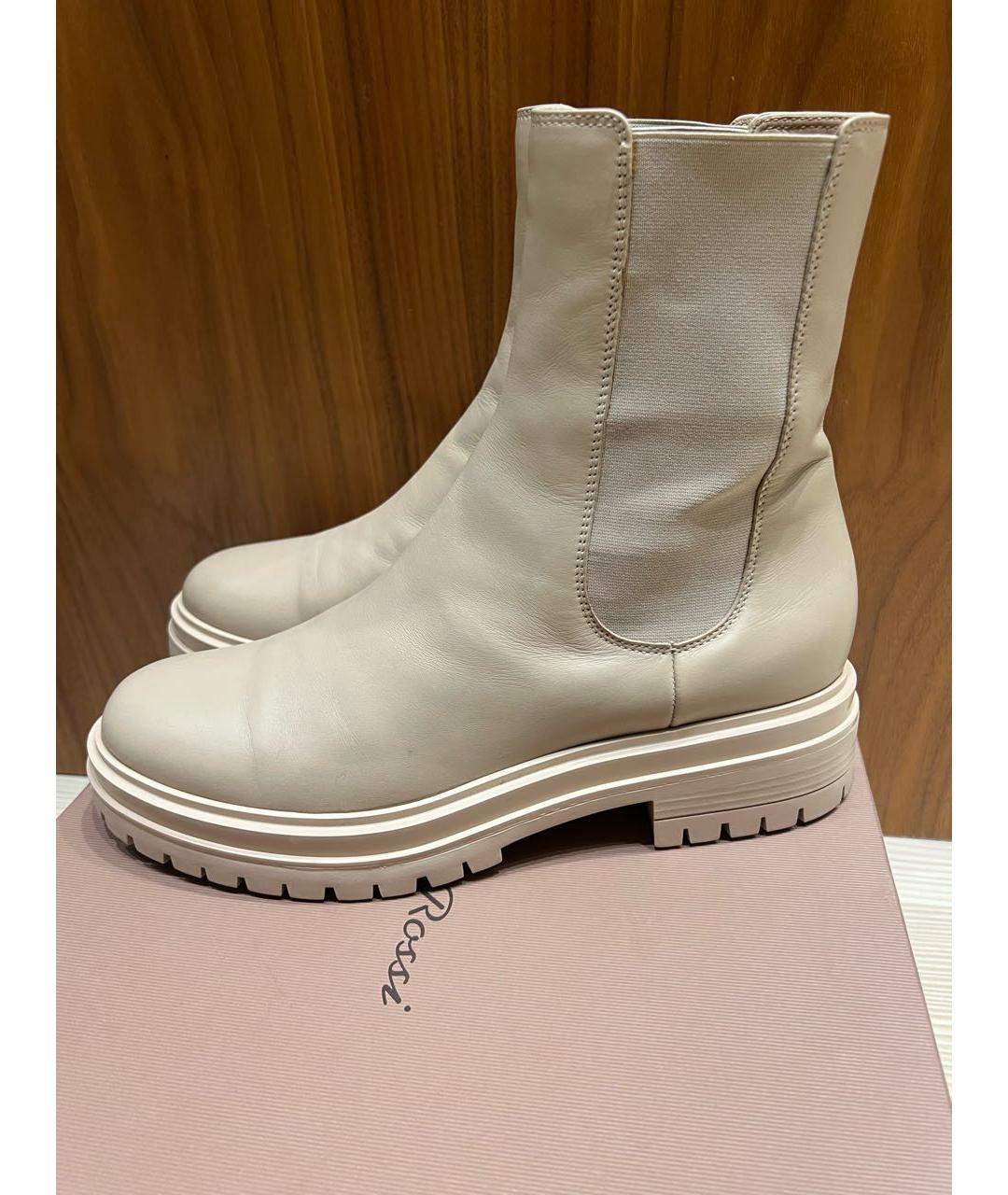 GIANVITO ROSSI Бежевые кожаные ботильоны, фото 4