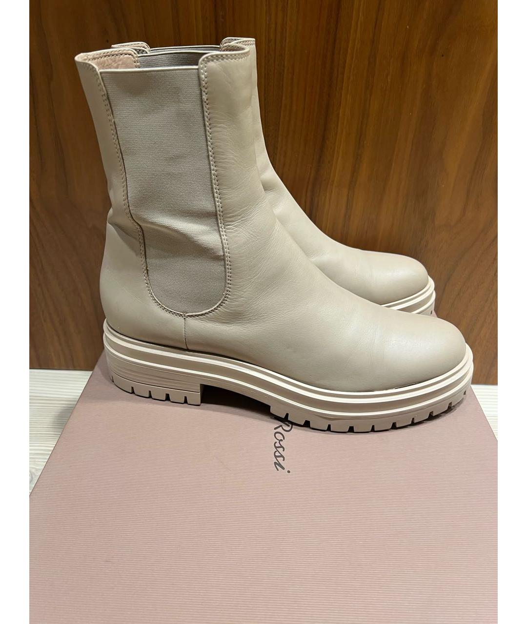 GIANVITO ROSSI Бежевые кожаные ботильоны, фото 9