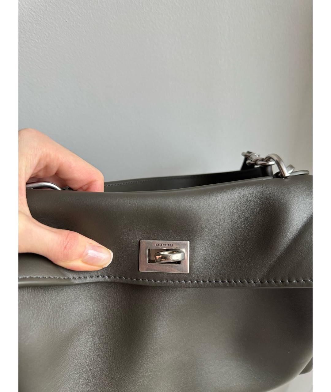 BALENCIAGA Хаки кожаная сумка через плечо, фото 4