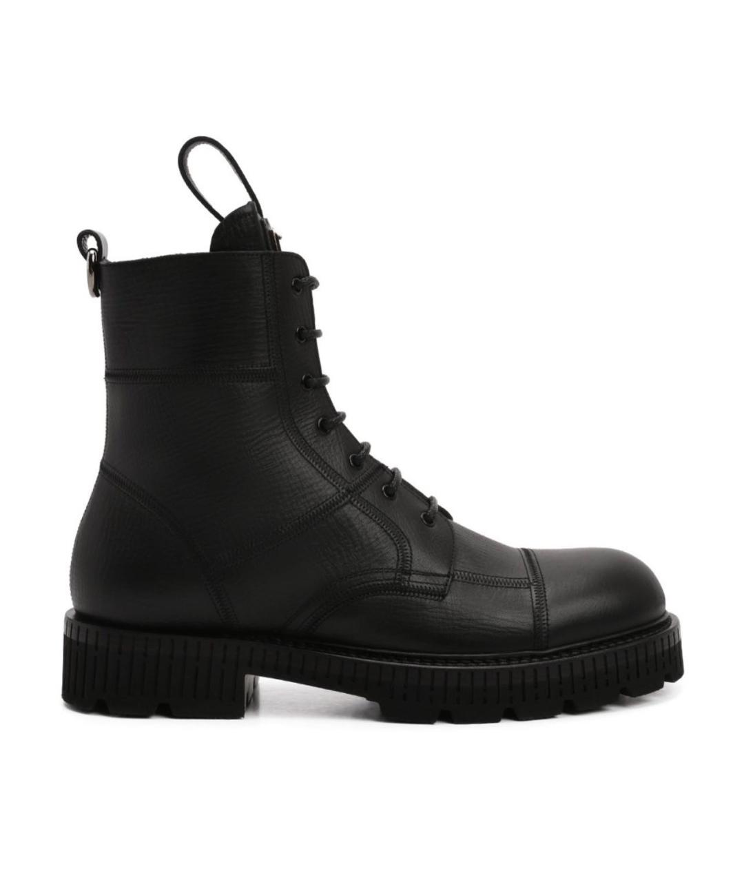 DOLCE&GABBANA Черные кожаные высокие ботинки, фото 1