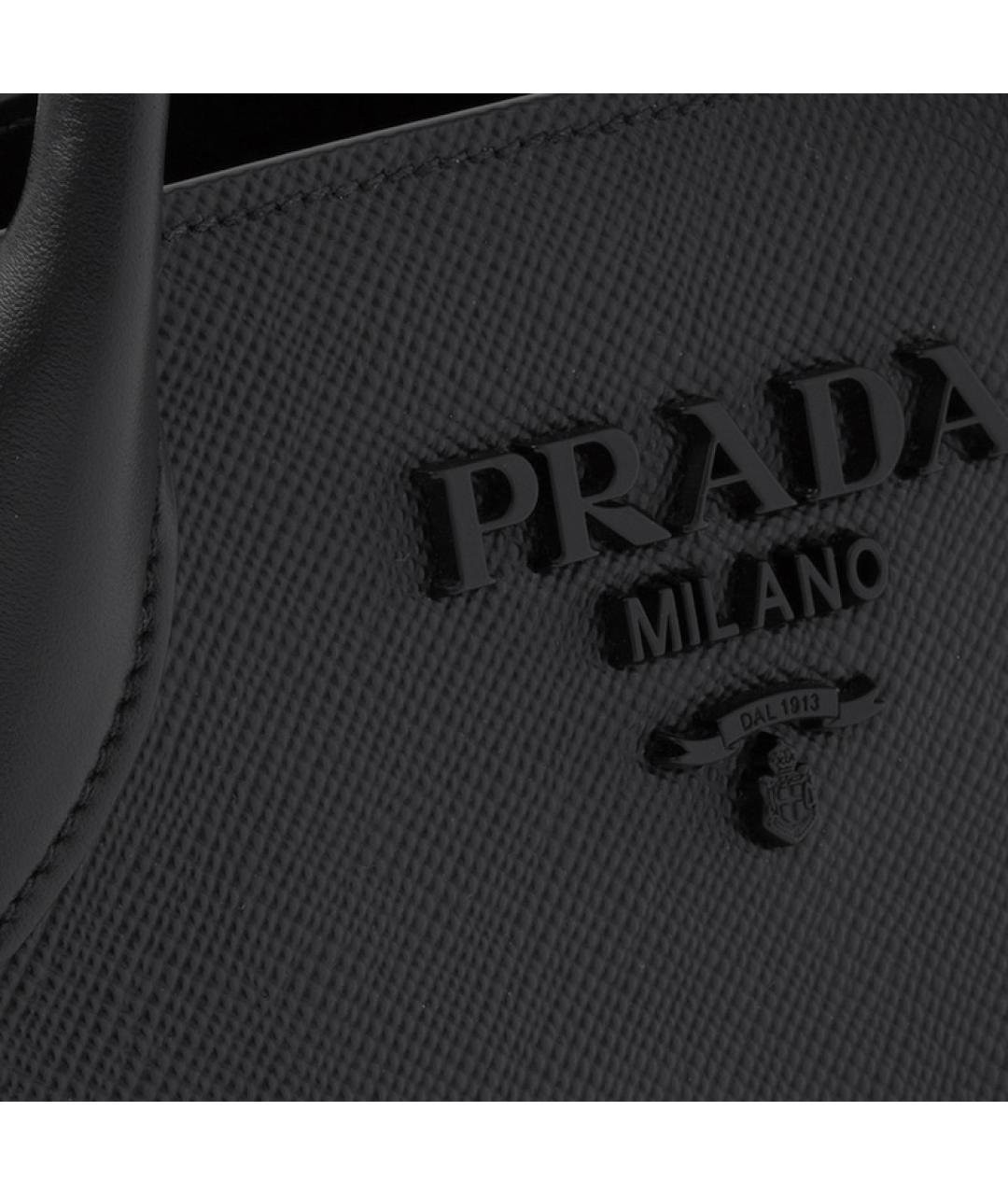 PRADA Черная кожаная сумка с короткими ручками, фото 5